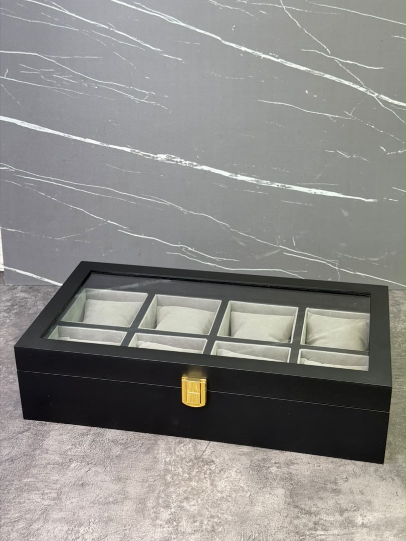 باکس لاکچری نگهداری ساعت و اکسسوری هشت خانه b125