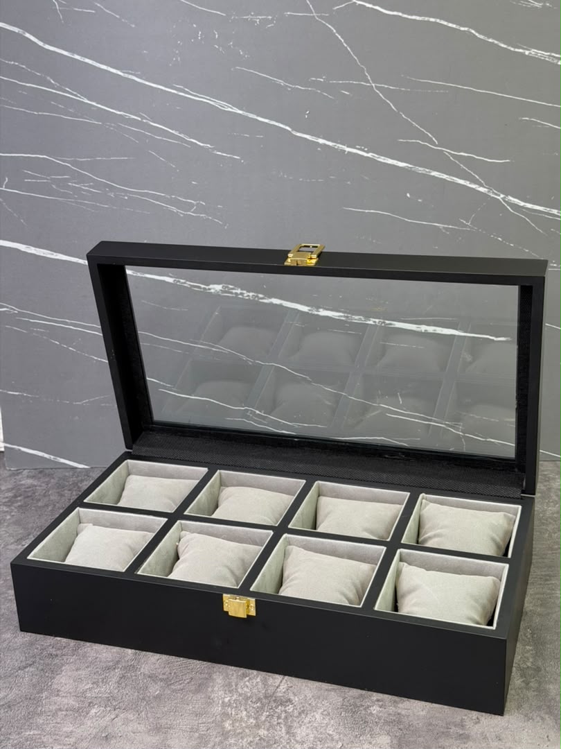 باکس لاکچری نگهداری ساعت و اکسسوری هشت خانه b125