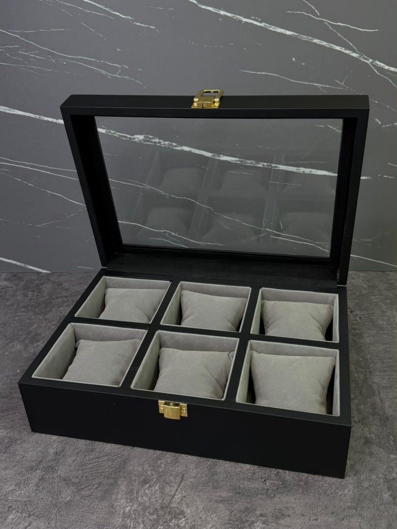 باکس لاکچری نگهداری ساعت و اکسسوری شش خانه b130